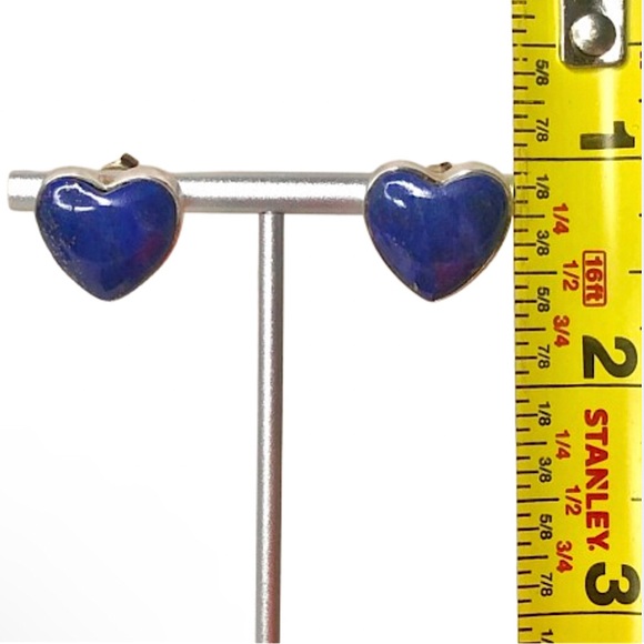 JAY KING DTR Sterling Silver Lapis Lazuli Cabochon Inlay Heart Earrings - Picture 5 of 7